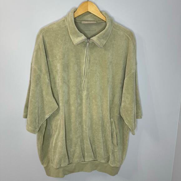 Fear Of God Essentials Velour Half Zip Pullover Short Sleeve Sweatshirt XL - Picture 4 of 15